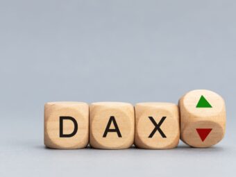 Concept of German Stock Index DAX changing the trend and goes up or down. Block shape